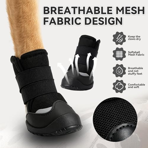 Dog Boots Rugged Anti (BLACK / #5 (Width 2.0 inch) for 23-33 lbs)