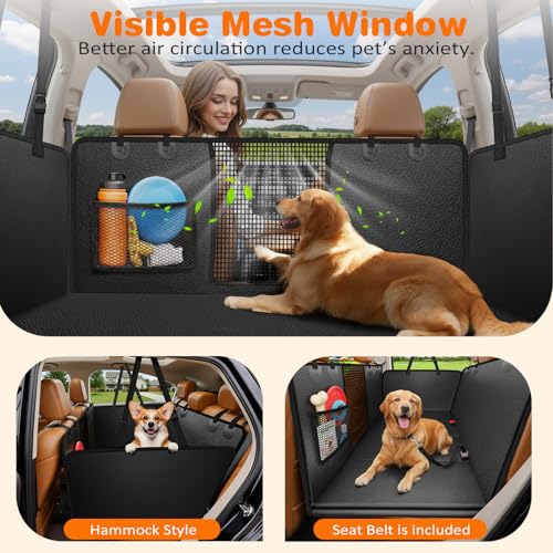 PU Leather Hard Bottom Dog Seat Cover for Full (Black / XL - 60" Length)
