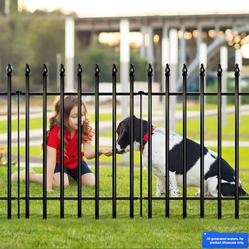 36"H x 28"W Metal Garden Fence (Black / 36″ H x 11.5 ft (5 Panels))
