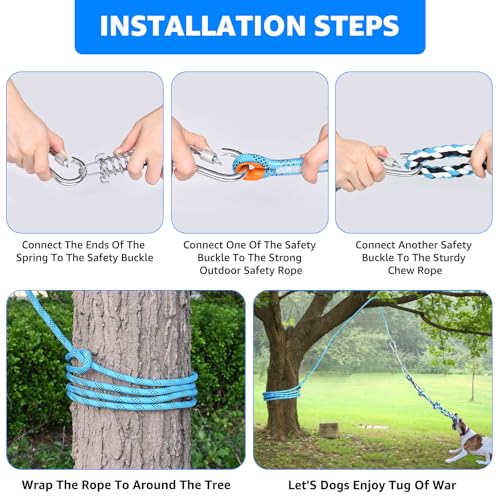 Spring Pole Toy for Pitbull (Blue+White)