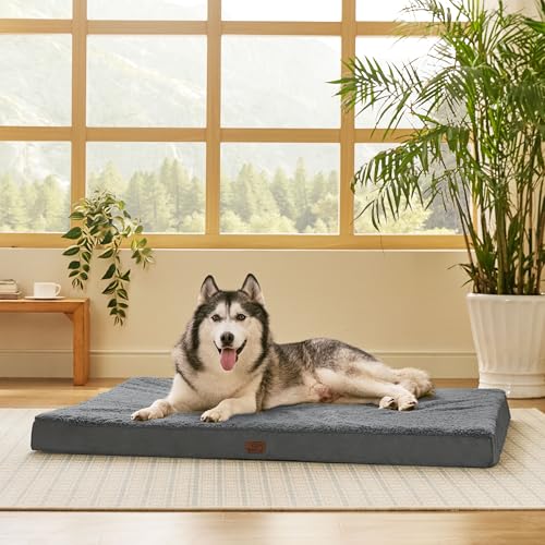 XXL Dog Bed Giant Pet Bed with Washable Cover (53"L x 36"W x 4"Th / Dark Grey)