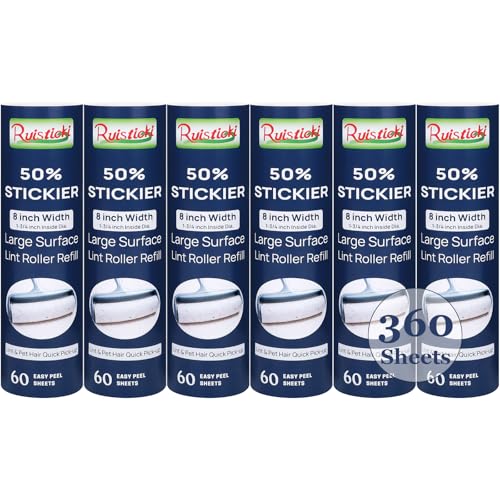 50% Stickier Large Surface Lint Roller Refill for Scotch (6 Pack/360 Sheets)