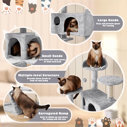 54in Cat Tree Tower (Light Gray / 54in)
