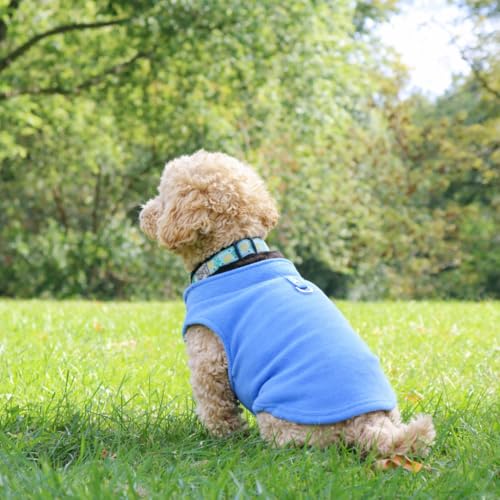 Dog Fleece Vest Sweater with Leash Ring (XL (17-25lbs) / Blue)