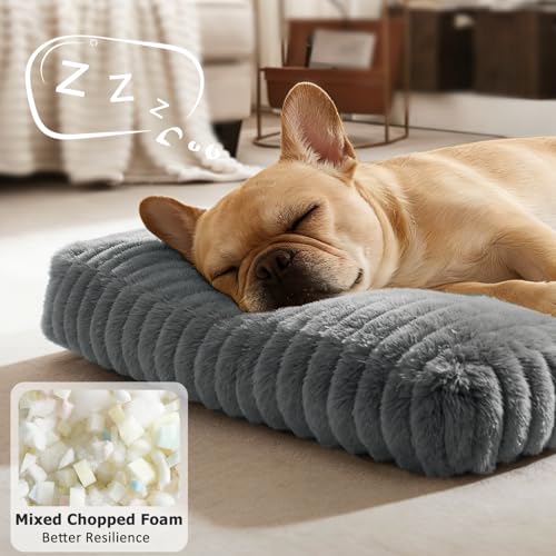 XL Dog Bed Flat Pet Beds with Removable Washable Cover (Grey / XL(42"x27"x4"))