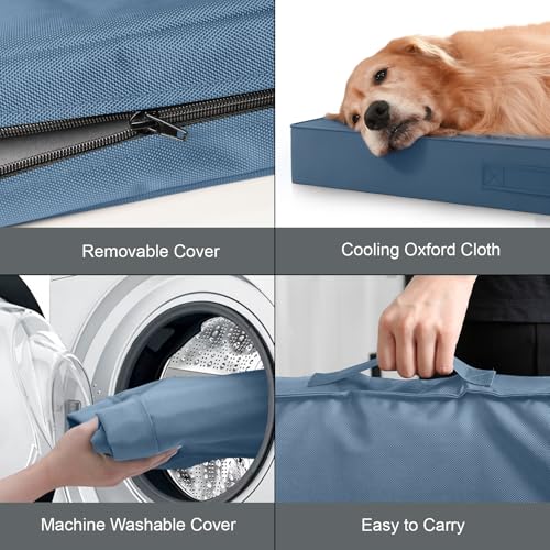 Outdoor Waterproof Orthopedic Dog Bed for Medium Size Dogs (Blue / 35.0"L x 22.0"W x 3.0"Th)