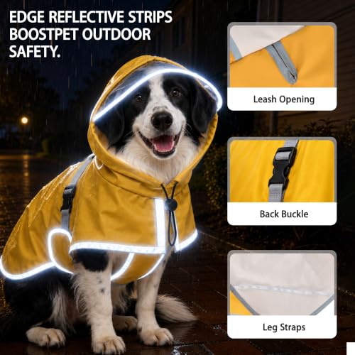 Dog Raincoat Waterproof Reflective Adjustable Hooded Windproof Jacket (Small)