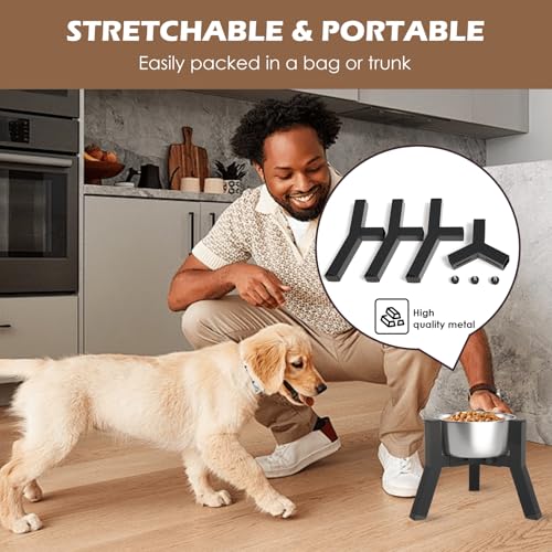 Elevated Dog Bowl Stand for Small Dogs (Height: 7.8", Width: 5.9-8.7" / Black, 7.8H-Square)