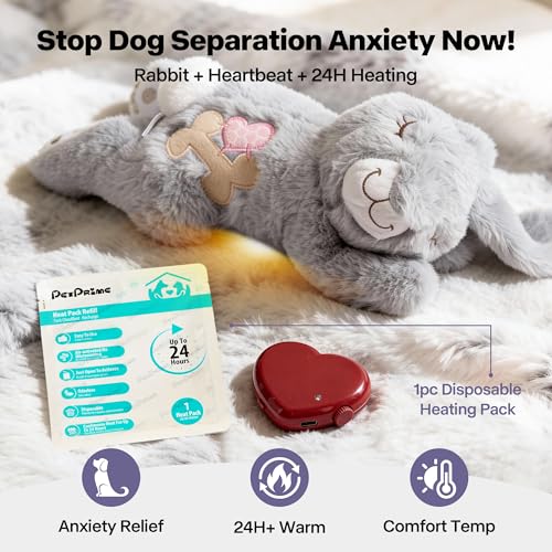 PetPrime Dog Plush Toy with Heartbeat for Puppies (Light Gray)
