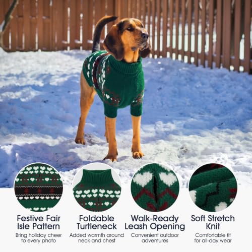 Warm Dog Sweater (Nordic Hearts-Green / XXX-Large)