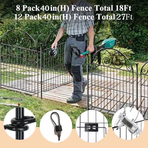 Tall Garden Animal Barrier Fence With Gate (40''(H)-12panels-26.2ft(L))