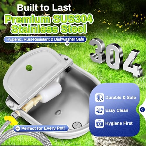 Automatic Animal Drinking Water Bowl with Float Valve (71" Hose & Drain)