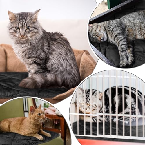 4 Pack Self Heating Cat Pad Self Warming Dog Mat Reflects Body Heat Extra Warm Thermal Pet Pad Washable Dog Cat Bed Crate Bed Mat Blanket (16 x 20 Inch / Black)