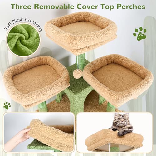 Big XXL Cactus Cat Tower for Indoor Multiple Cats (Cactus / 80inch)