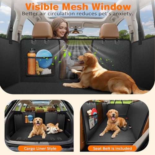 Hard Bottom Dog Car Seat Cover for Back Seat (Black / Standard - 54" Length)