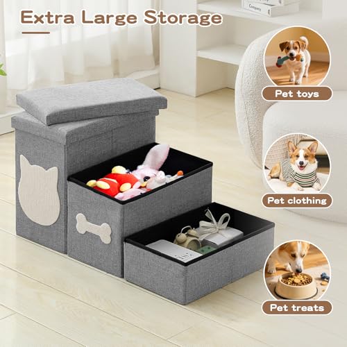 Dog Steps for High Bed (Grey / 3-Step)