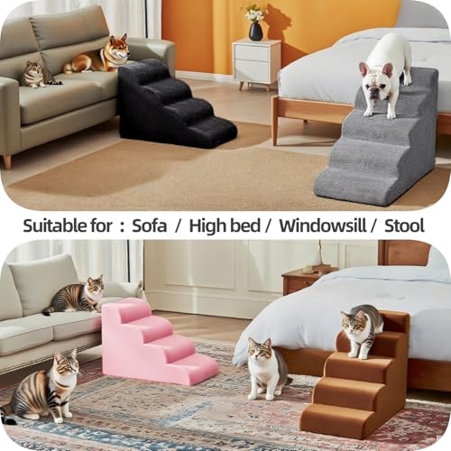 5 Step Pet Stairs Ramp for High Beds Sofas 23 (Grey / 5-step)