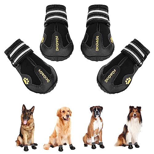 Dog Shoes Medium Size Dog (Black / Size 5:for paw width 2.4-2.6 inches (Pack of 4))