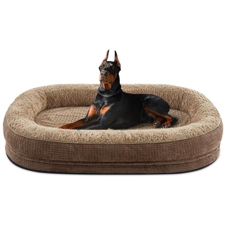 Orthopedic Dog Bed for Extra Large Dogs (Brown / 48"l X 35"w X 7.5"th)