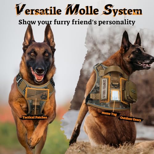 Tactical Dog Harness Medium Sized (M(chest:20.1"-33.9",neck:17.7"-22.3",back:7.5") / Desert Camo)