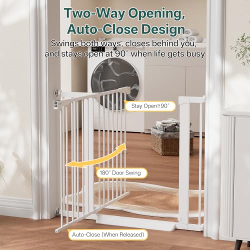 27 36.6 in Wide Baby Gate for Stairs and Doorways (White / 27-36.6"W x 28"H)