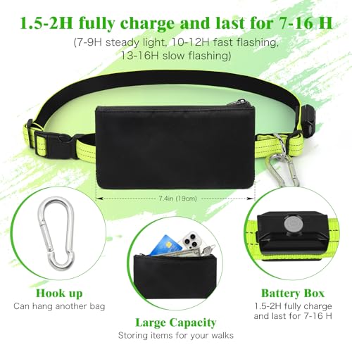 Light Up Waist Leash for Dog Walking (Green)