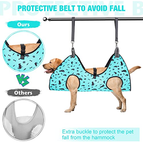 Dog Grooming Hammock (M for Medium Dogs 40LB / Cyan)