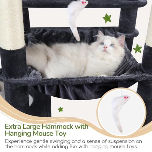 F70 Pro Heavy Duty Cat Tree Tower for Indoor Cats Large Adult (70inch / Dark Grey)