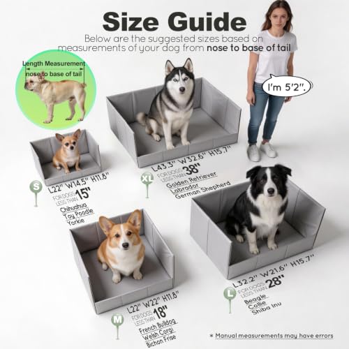 Dog Litter Box Indoor High Walls (Grey / Medium for Dog＜ 18" Length)