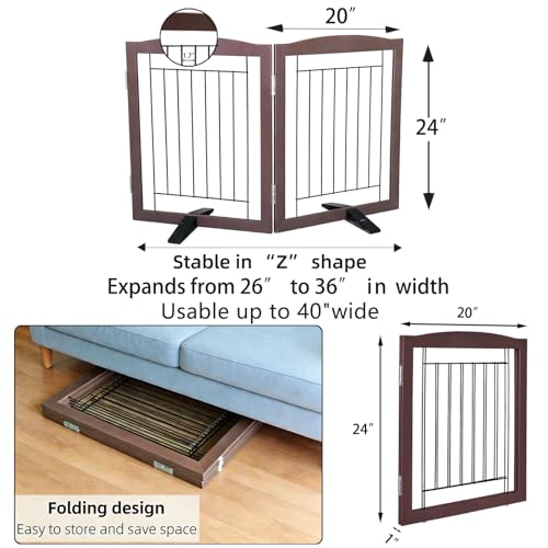 Freestanding Dog Fence Indoor (Brown / 【2 Panels】40''w x 24''h)