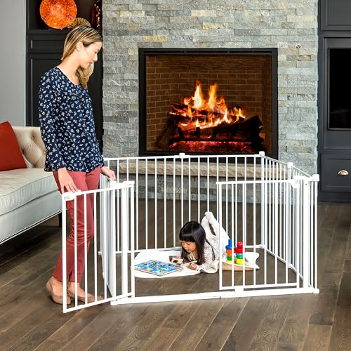 Safety 24" 192" Metal Double Door Baby Gate & Play Yard (52.5-192"W x 28"H / White)