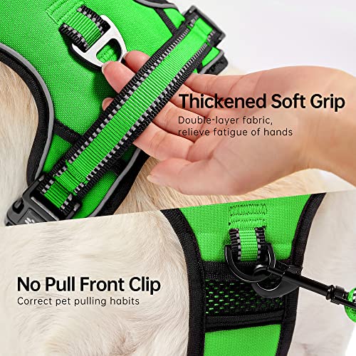 Reflective Dog Harness for Large Dogs (Green / Large)