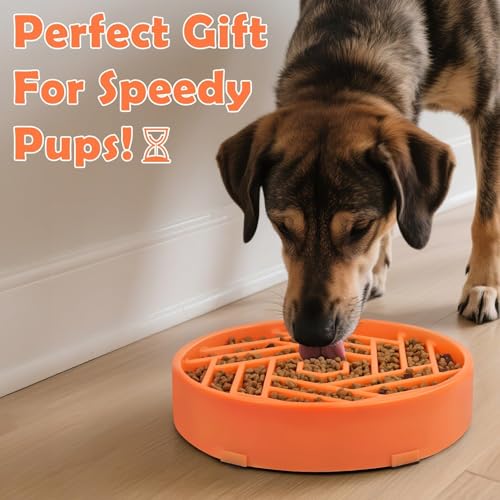 Slow Feeder Dog Bowls Large Medium Breed (Orange)