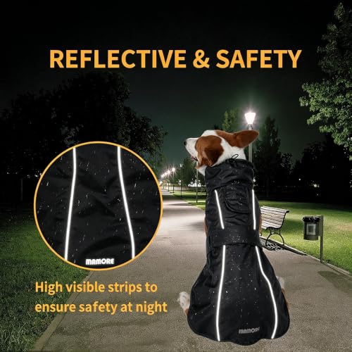 Adjustable Waterproof Dog Raincoat for Dogs (Black / XX-Large(55-77lb))
