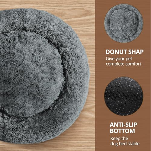 Calming Dog Bed Medium Size Dog (Navy Grey / 27.0"L x 27.0"W x 8.0"Th)