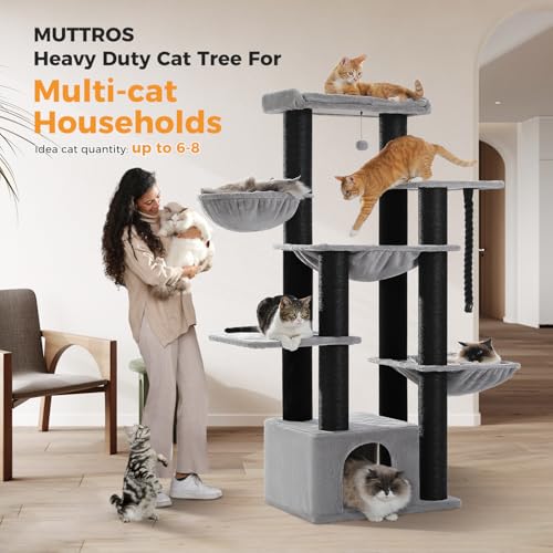 Heavy Duty Cat Tree (Black&Grey / 67in)