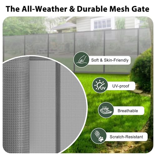 200" Extra Long Baby Gate Retractable Dog Gate for Outdoor (Gray / (48" Tall x 200" Wide))