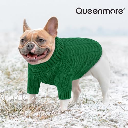 Medium Dog Christmas Sweater Warm Soft Cable Knit Dog Sweater (Medium / Green)