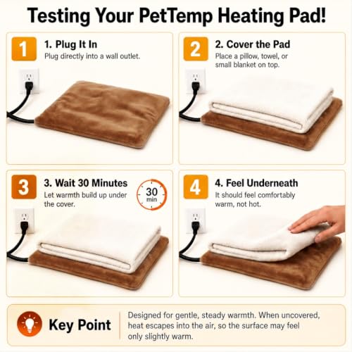 Pet Heating Pad for Cats Dogs Indoor & Sheltered Outdoor Waterproof Heated Cat Bed Heated Dog Bed Chew Resistant Cord Constant Temperature Electric Warming (Brown / Medium: 20" x 16" x 1.3")