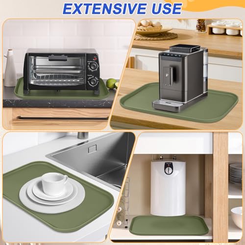 Waterproof Silicone Pet Food Mat with Raised Edge for Dog & Cat (Light Olive Green / 22"L x 14"W)