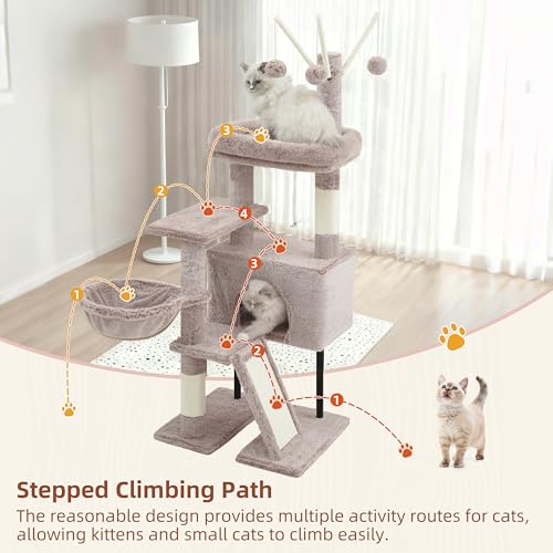 Cat Tree Tower for Indoor Cat (47.24 inches / Muchroom)