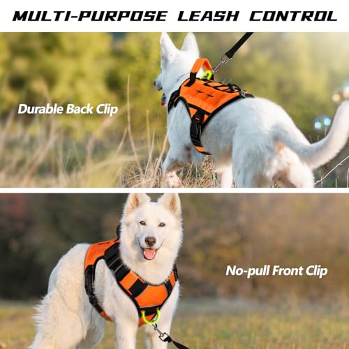 Orange Tactical Dog Harness for Small Dogs (Orange / Small: 15-30 lbs (Chest:20-26",Neck:15-18"))