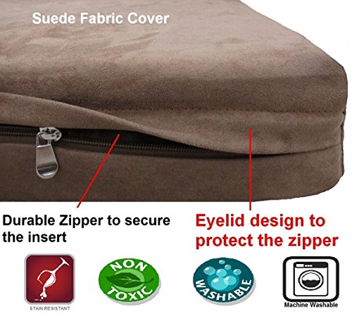 Orthopedic Waterproof Durable Gel Cool Memory Foam Dog Bed for Large Dogs (JUMBO 55" Length X 47" Width / Microsuede in Brown)