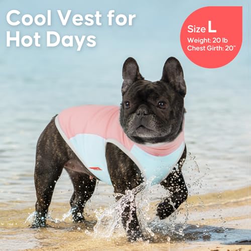 Dog Cooling Vest Evaporative Turtleneck Dog Cooler Jacket for Summer (Pink / Medium (7-11lbs))