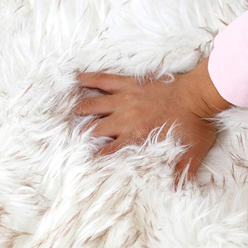Faux Fur Orthopedic Dog Bed (White w/ Brown Tips / Small)