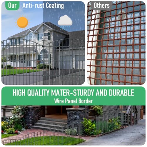 10 Panel No Dig Metal Garden Fence 32"H x 23.6'L Dog Fence Outdoor for Yard (10pc 23.6 ft(L) X 32 in(H)-Convex)