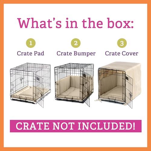 3 Piece Set Includes Dog Crate Cover (Graphite Grey / 42-Inch)