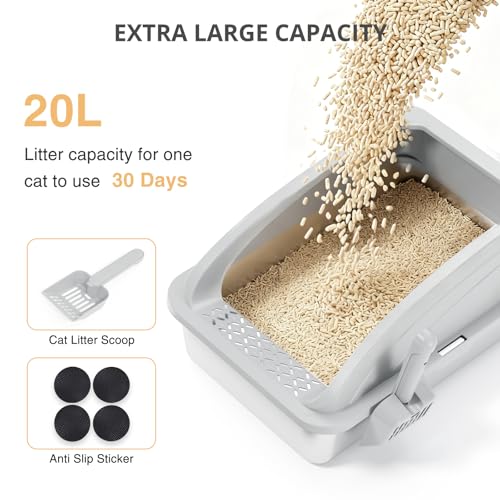 Stainless Steel Cat Litter Box with Lid (Grey)
