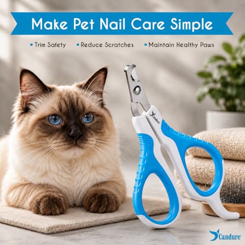 Cat Nail Clipper Stainless Steel Cat Claw Trimmers for Rabbits (White & Blue / Small Pets)
