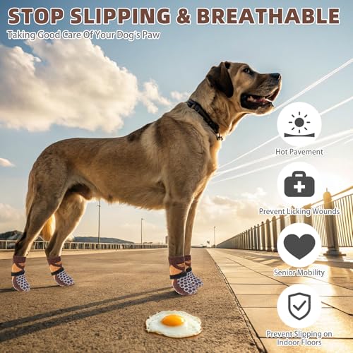 Dog Socks Shoes for Hot Pavement (Coffee Brown / X-Large(4 Pack))